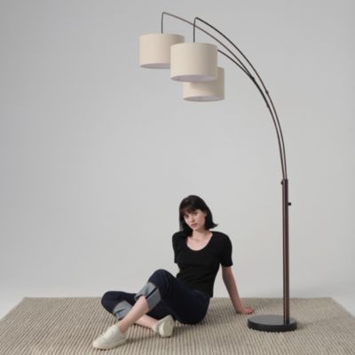 Trilage 84" LED Contemporary Arc Floor Lamp with Marble Base, Bulbs Included