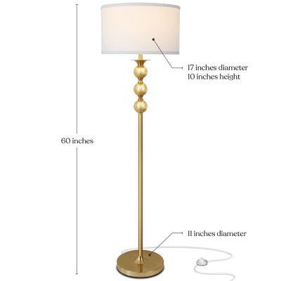 Riley 60" Modern Gold LED Floor Lamp with Classic Drum Shade