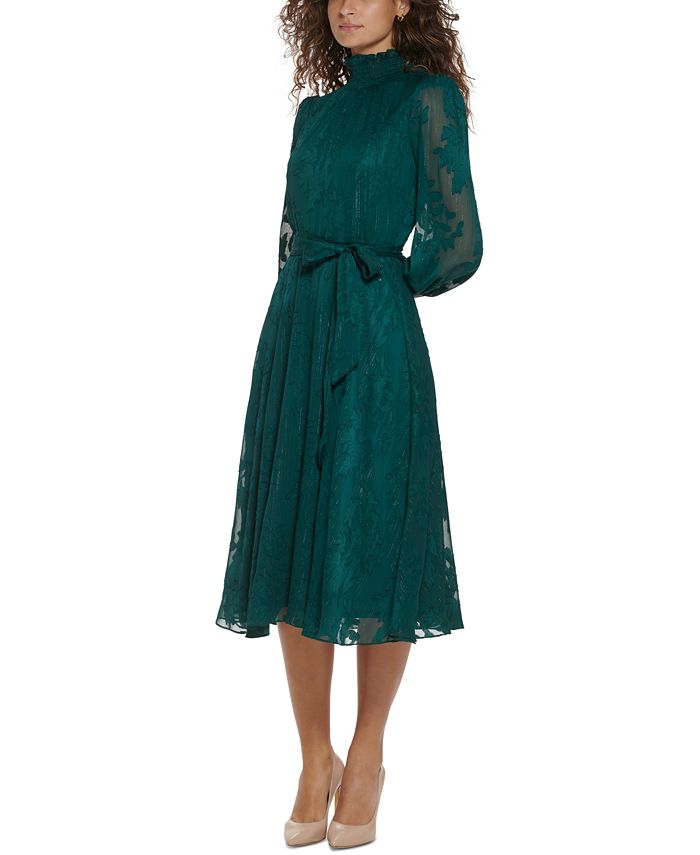 Jessica Howard Women's Jacquard Belted Smocked Dress Macy's