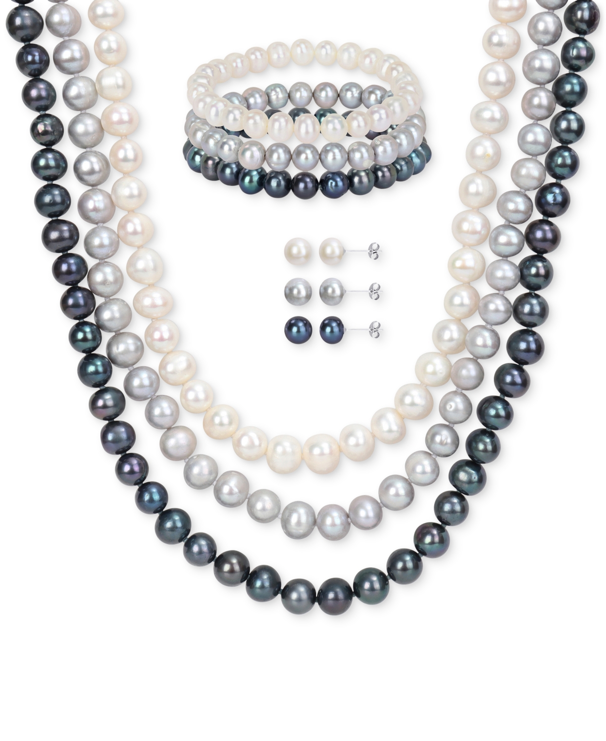 Macy's 7-pc. Set White, Black, & Gray Cultured Freshwater Pearl (7-1/2