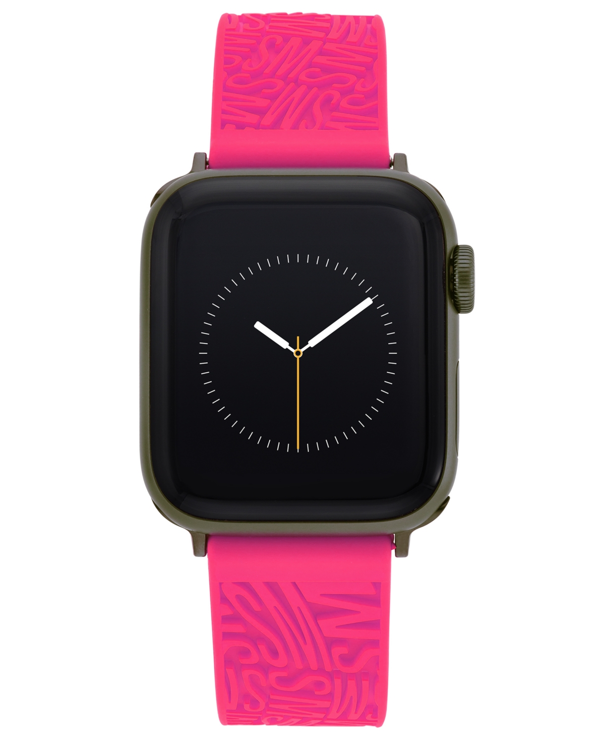 Steve Madden Women's Hot Pink Silicone Debossed Swirl Logo Band designed for Apple Watch 42mm (Series 1-3 only) & 44/45/46/49mm (Ultra & Ultra 2) - Br