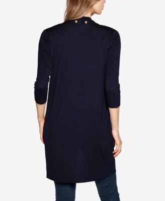 Women's Grommet-Trim Duster Open Front Cardigan Top