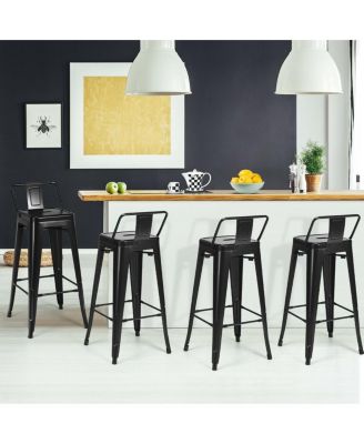 Set of 4 Metal Bar Stools 30'' Bar Height Barstools Industrial