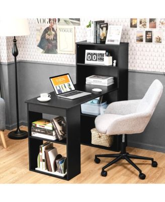 Computer Desk Writing Workstation Office 6-Tier Storage Shelves