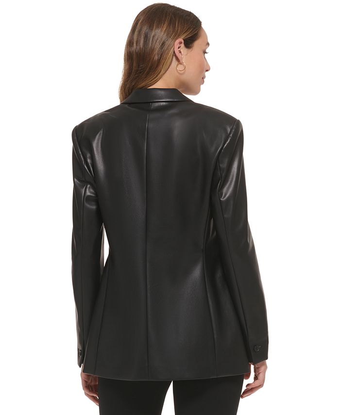 DKNY Women's FauxLeather DoubleBreasted Blazer Macy's