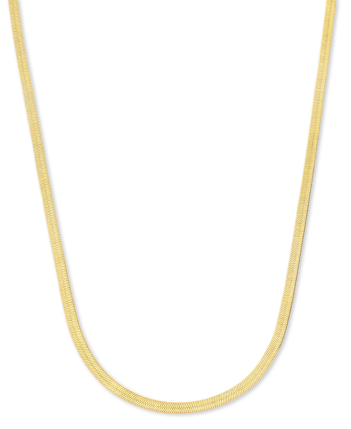 18k Gold-Plated Stainless Steel Herringbone Chain 16" Collar Necklace - Gold