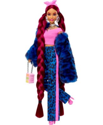 Barbie Extra Doll with Burgundy Braids, Doll and Accessories
