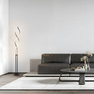 Embrace 60" LED Industrial Spiral 2-in-1 Floor to Table Lamp