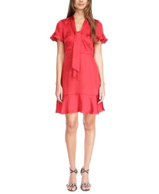 Michael Kors - Women's Cheeta Plisse Tonal-Print Tie Dress
