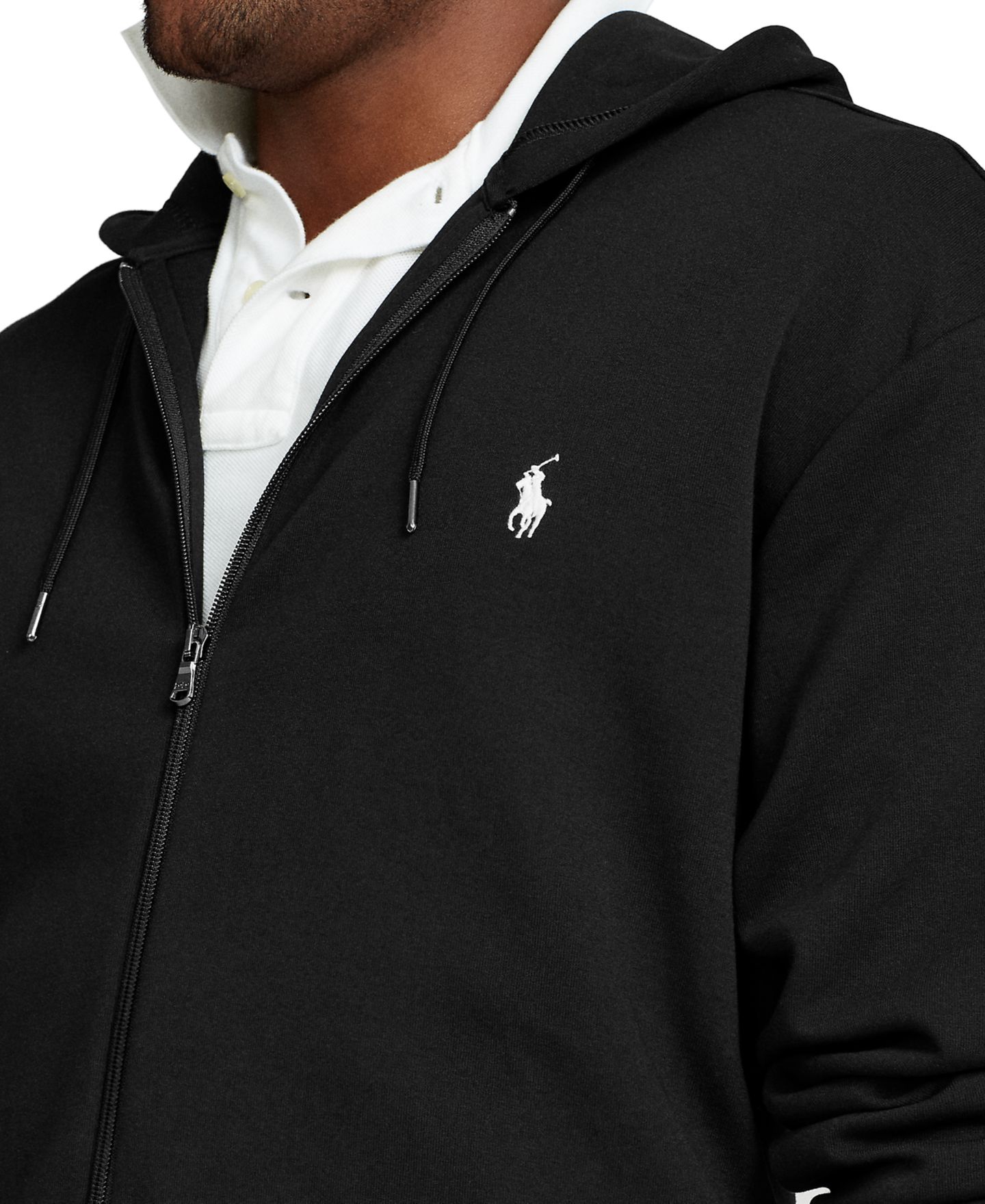 Мужское худи Polo Ralph Lauren Big & Tall Double-Knit Full-Zip, цвет: Чёрный — фото 3