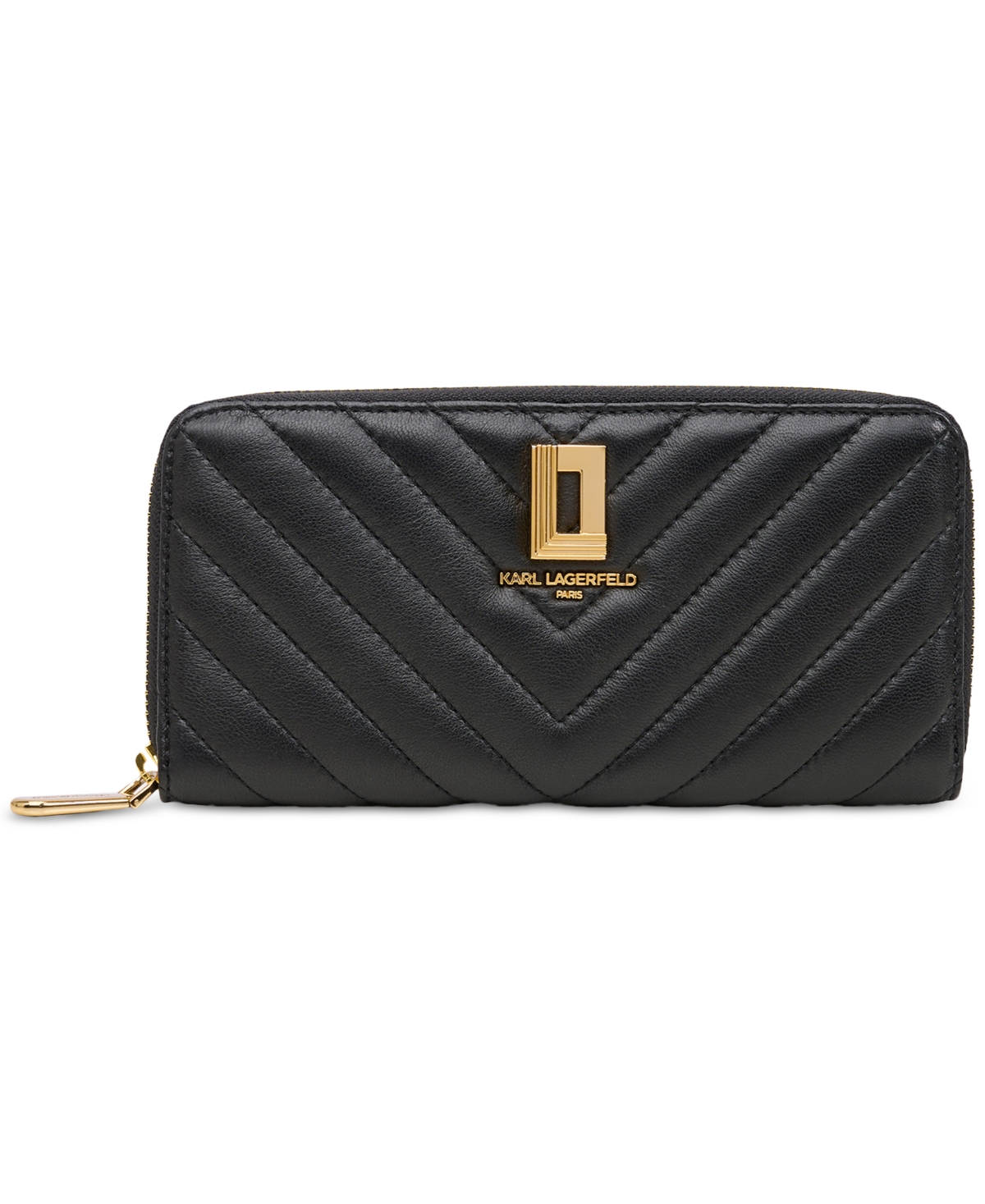 Karl Lagerfeld Quilted Continental Wallet In Black