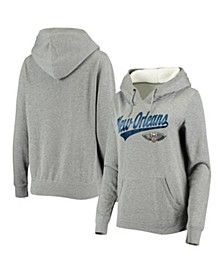 Women's Gray New Orleans Pelicans Sherpa Pullover Hoodie