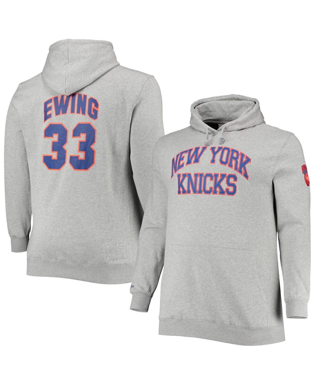 Shop Mitchell & Ness Men's  Patrick Ewing Heathered Gray New York Knicks Big And Tall Name And Number Pull