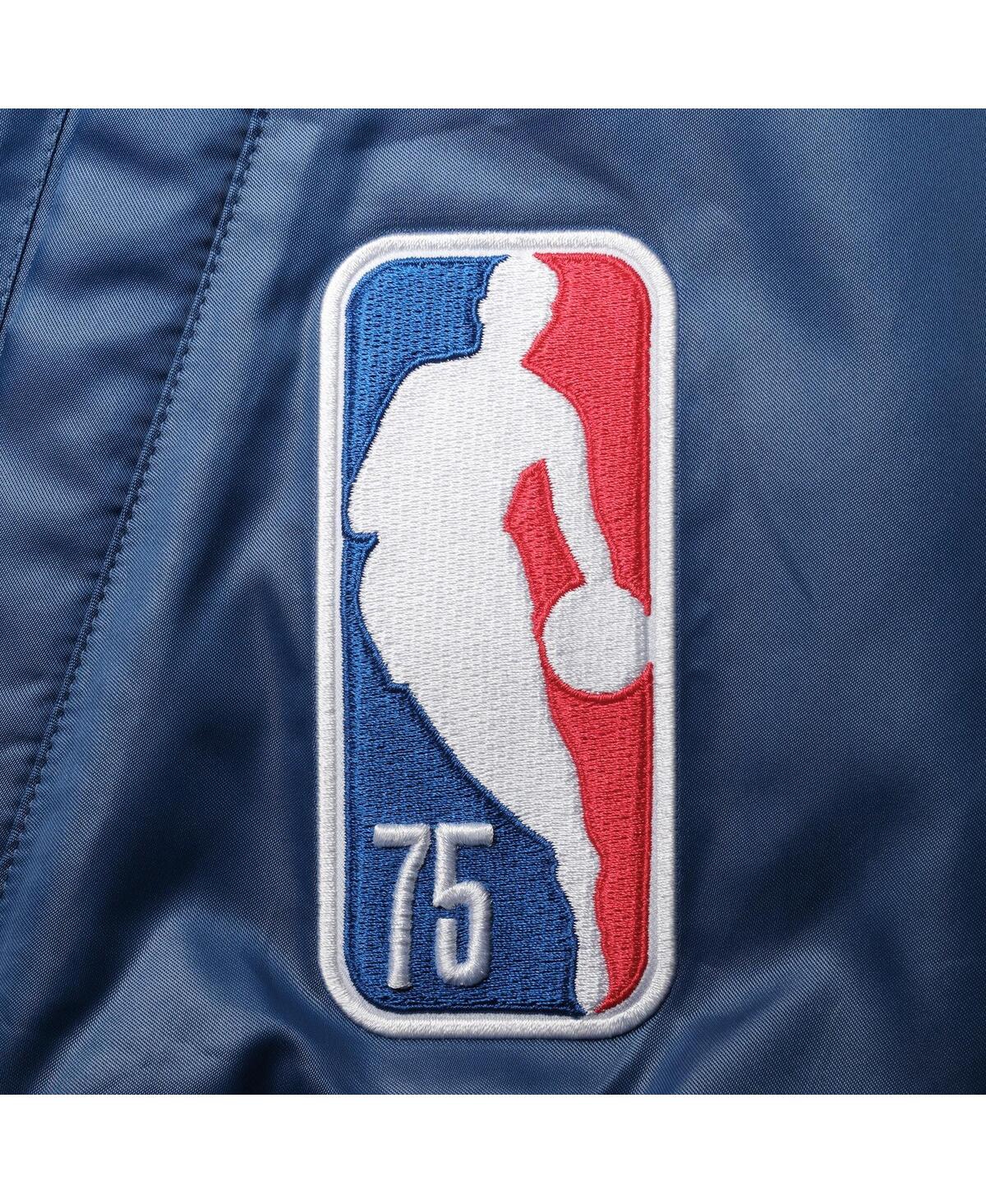 Shop Nike Men's  Blue Nba 75th Anniversary Courtside Satin Full-snap Jacket