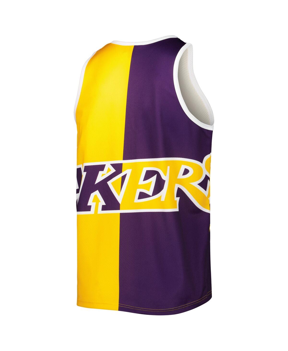 Men's Mitchell & Ness Magic Johnsonand Gold Los Angeles Lakers Sublimated Player Tank Top - Purple, Gold