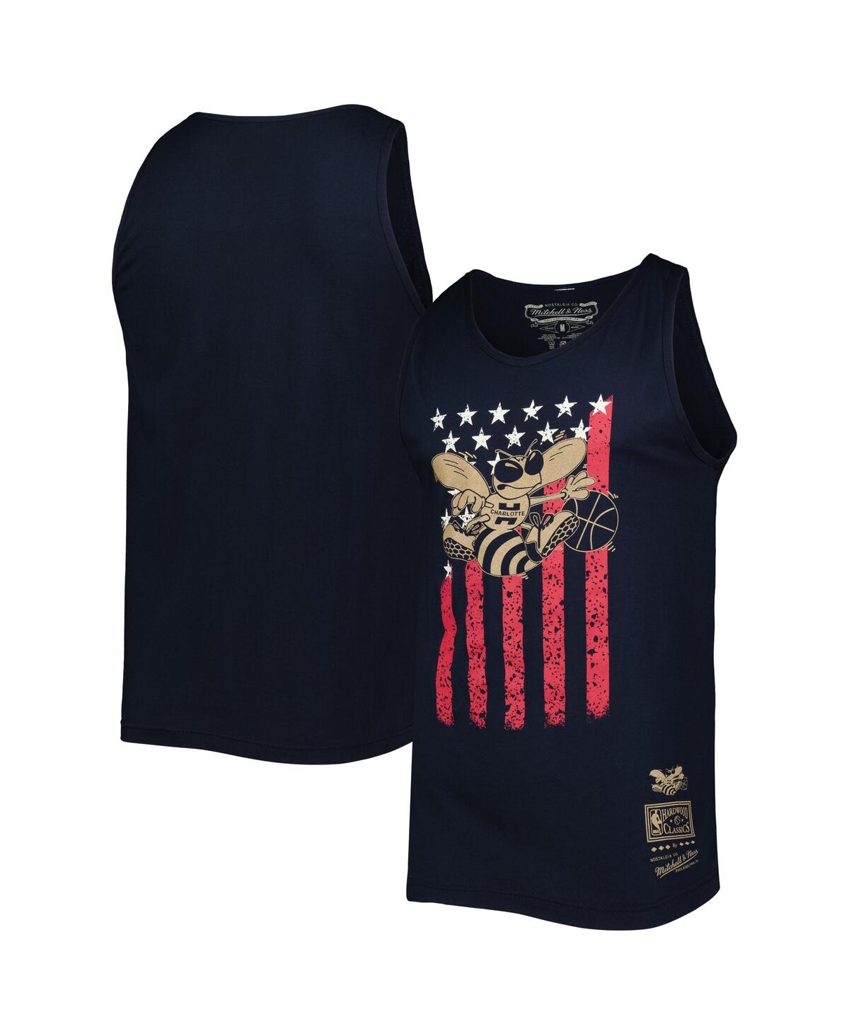 Mitchell & Ness Men's  Navy Charlotte Hornets Hardwood Classics Americana Stars And Stripes Tank Top In Navy