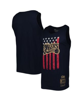 Men's Navy Philadelphia 76ers Hardwood Classics Americana Stars and Stripes Tank Top