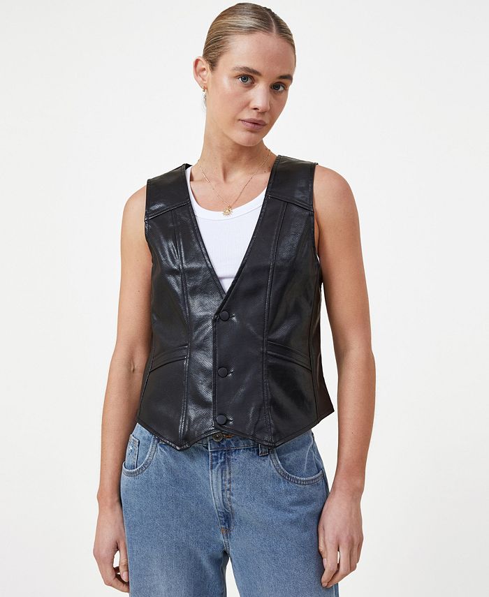 COTTON ON Women's Faux Leather Vest - Macy's