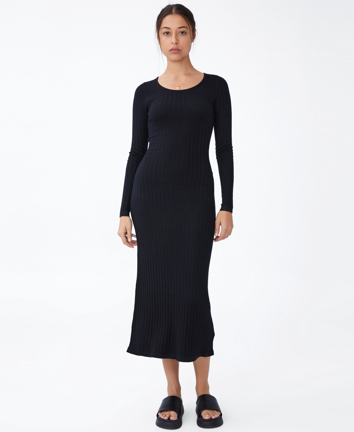 Cotton On Women's Space Dye Knit Midaxi Dress In Black