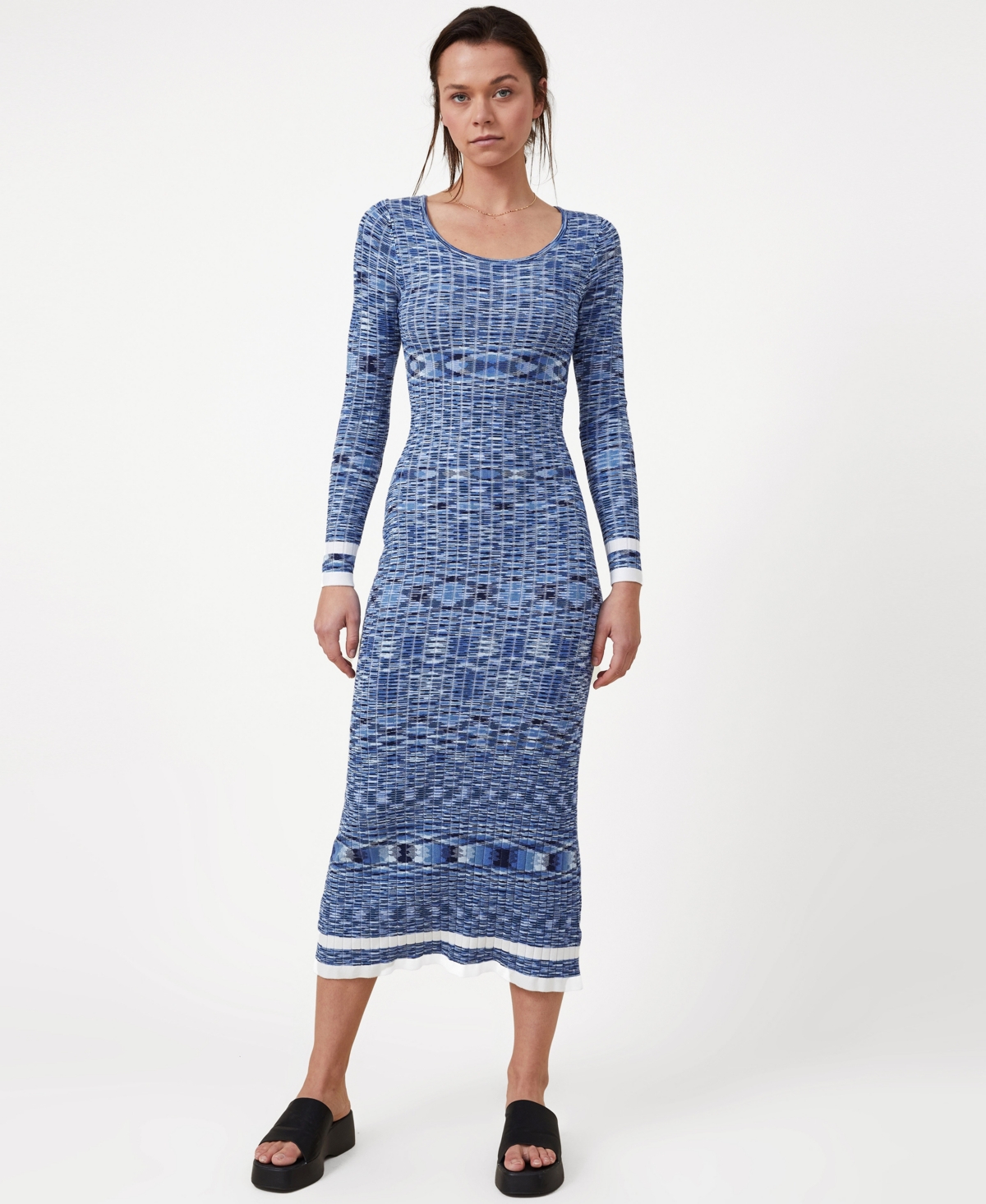 Cotton On Women's Space Dye Knit Midaxi Dress In Blue Space Dye