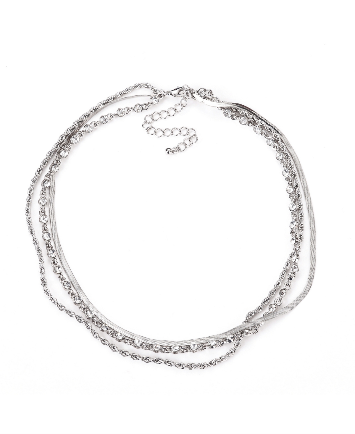 Nicole Miller Layered Chain And Rhinestone Necklace In Silver-tone/crystal