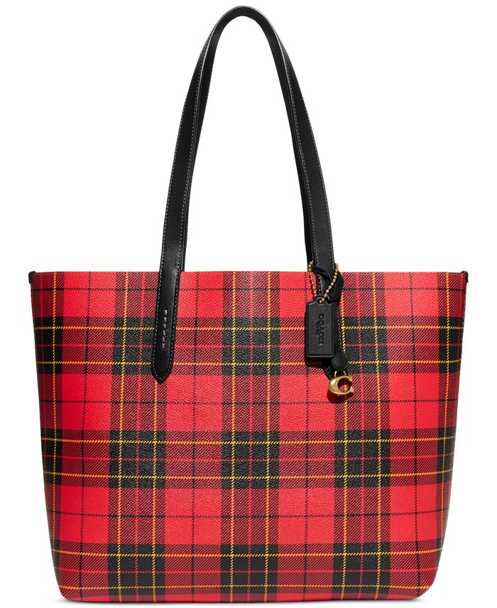 COACH Plaid Print Highline Tote with C dangle & Reviews - Handbags &  Accessories - Macy's