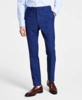Dkny Men's Modern-Fit Stretch Suit Separate Pants - Blue Plaid