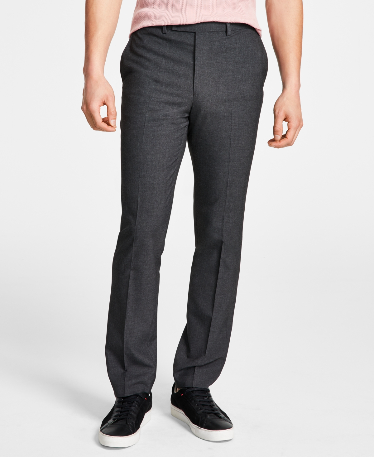 Men's Modern-Fit Stretch Suit Separate Pants - Black Plaid