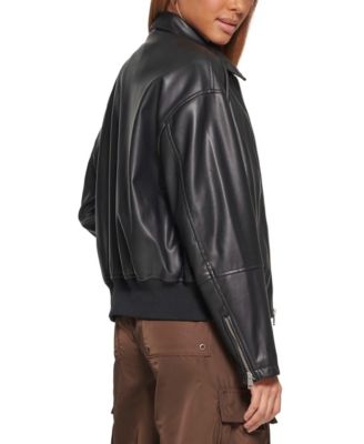 Women's Faux Leather Lightweight Bomber Jacket