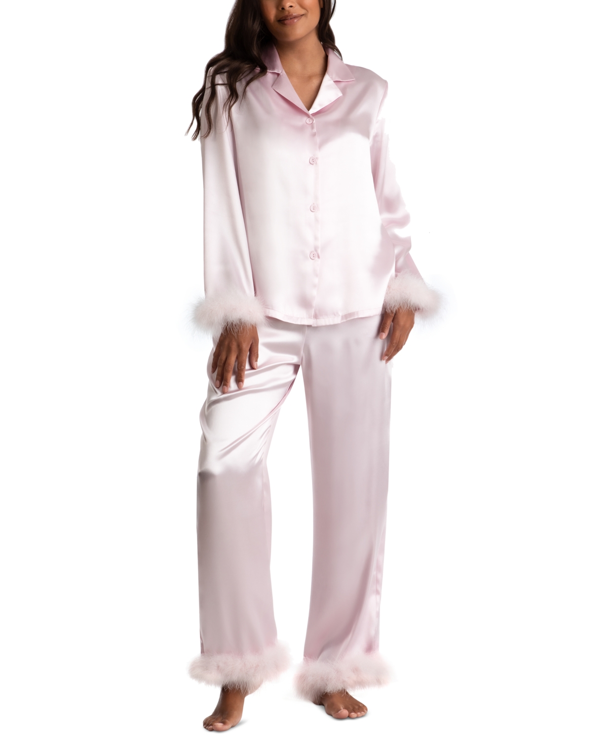 Powder pink silk pyjama set