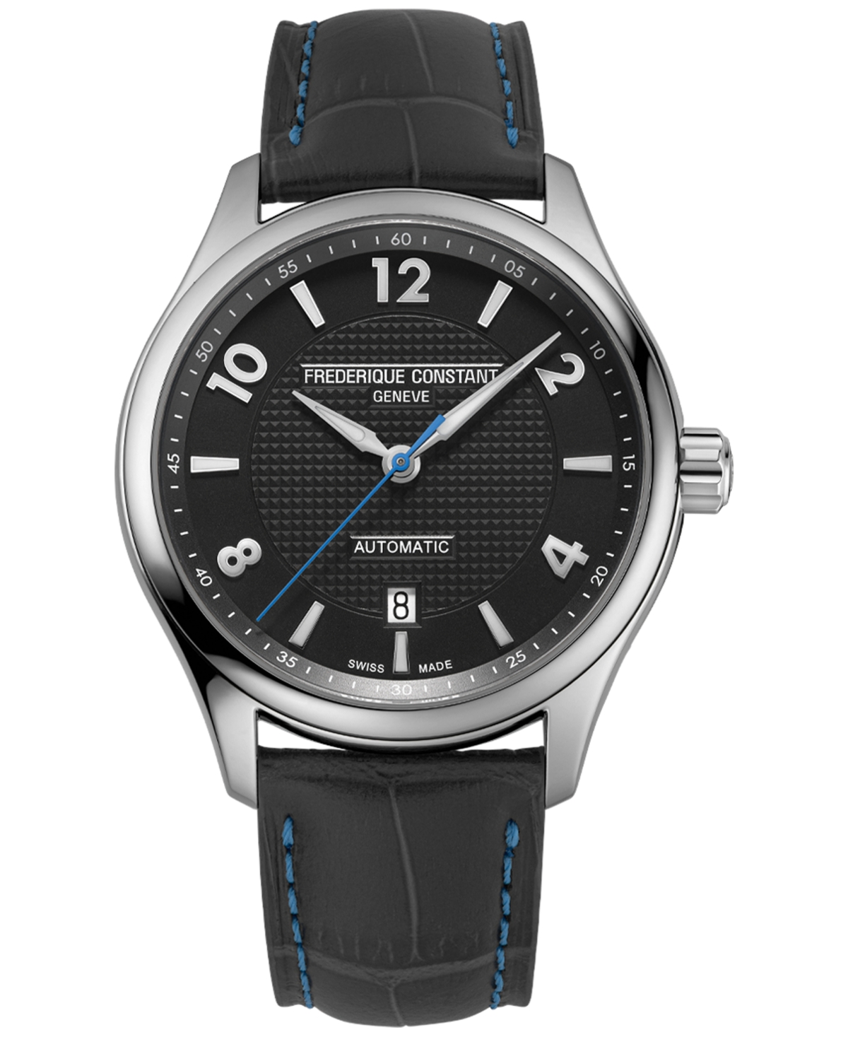Shop Frederique Constant Men's Swiss Automatic Runabout Black Leather Strap Watch 42mm