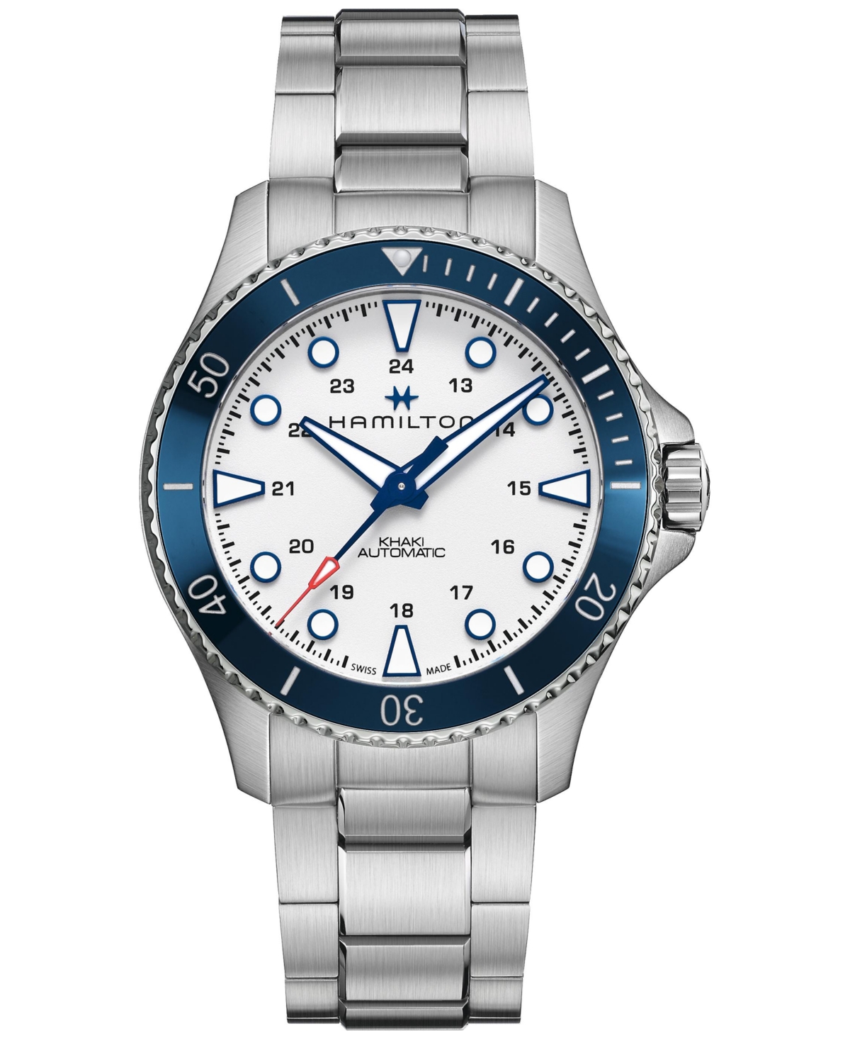 Men's Swiss Automatic Khaki Navy Scuba Stainless Steel Bracelet Watch 43mm - Sliver
