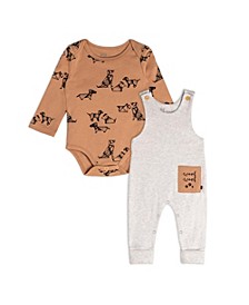 Baby Boy Organic Cotton Bodysuit And Overall Set Printed Dogs - Infant