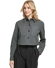 Women's Cropped Button-Front Long-Sleeve Jacket