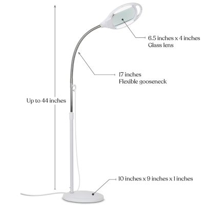Lightview Pro LED Gooseneck Standing Magnifier Floor Lamp (1.75x) 3 Diopter