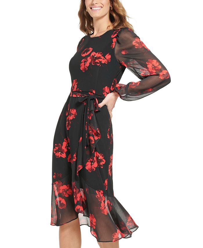 Tommy Hilfiger Women's Montreux Floral-Print Midi Dress & Reviews ...