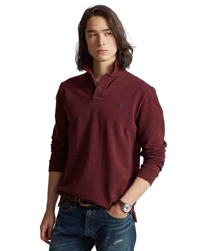 Polo Ralph Lauren Men's Classic Fit Long Sleeve Mesh Polo - Spring Wine Heather - Size XS