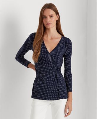 Lauren Ralph Lauren - Women's Polka-Dot Stretch Jersey Surplice Top
