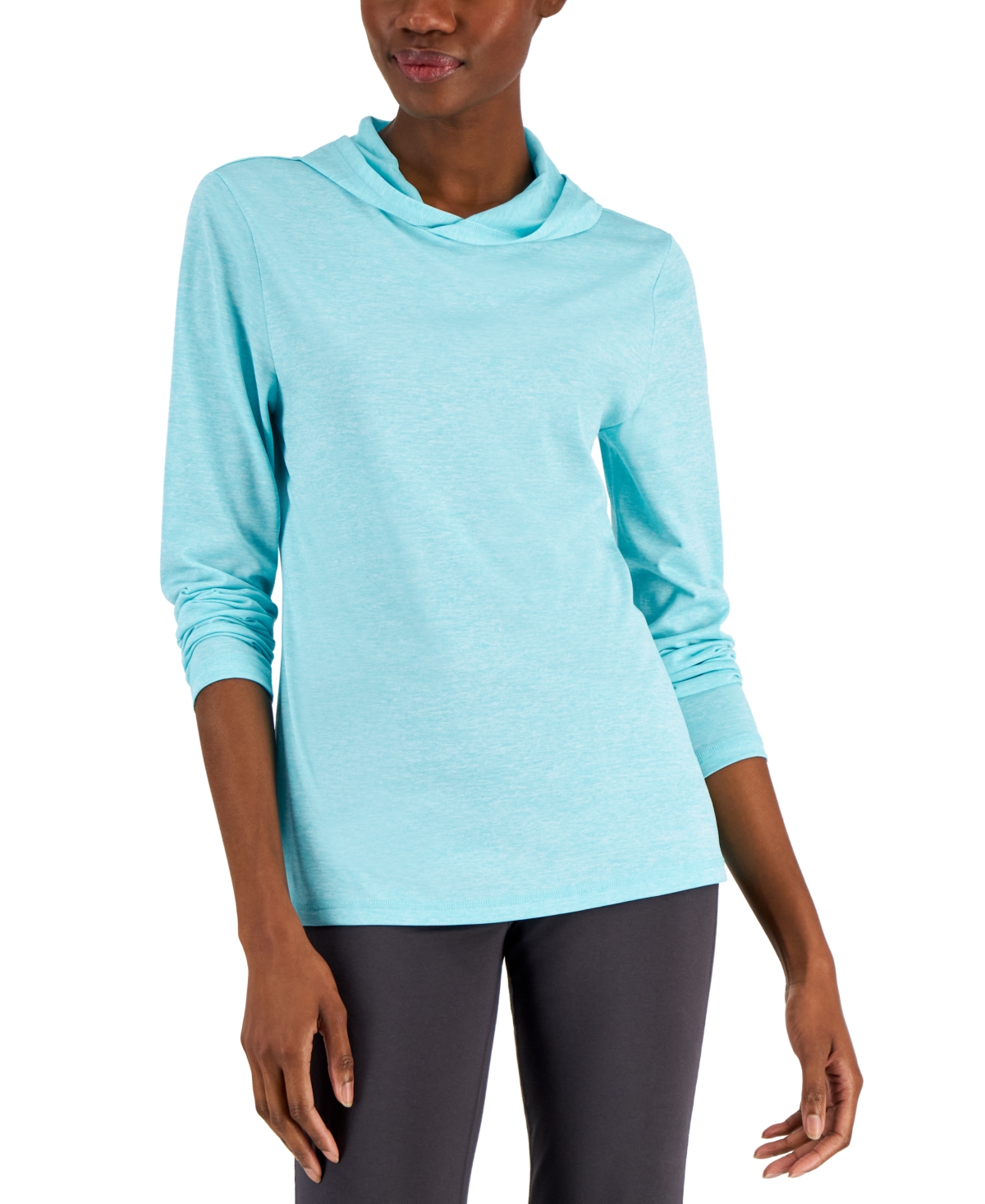 Id Ideology Women's Essentials Hooded T-shirt, Created For Macy's In Crystal Mist