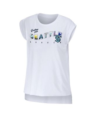 Women's White Seattle Kraken Greetings From Muscle T-shirt