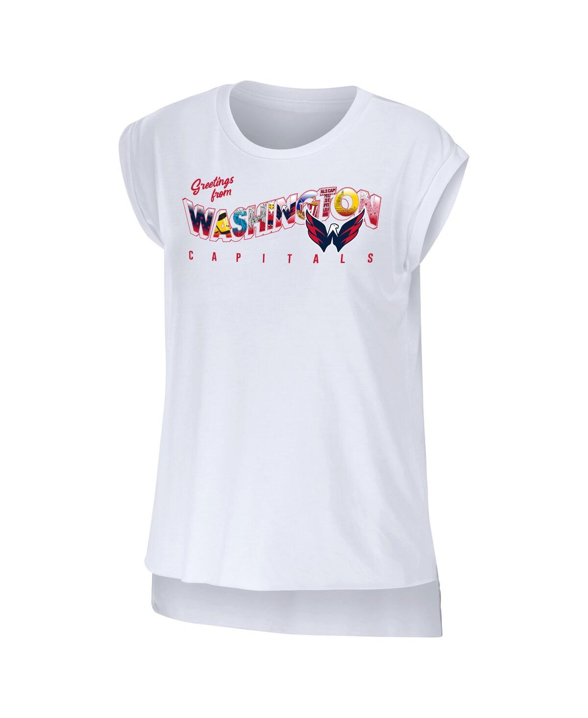 Shop Wear By Erin Andrews Women's  White Washington Capitals Greetings From Muscle T-shirt