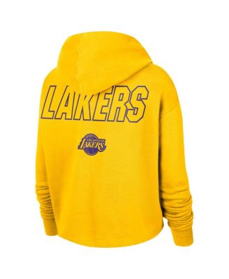 Women's Gold Los Angeles Lakers Courtside Cropped Pullover Hoodie
