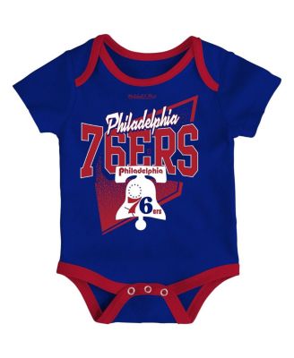 Infant Boys and Girls Royal, Red Philadelphia 76ers Hardwood Classics Bodysuits and Cuffed Knit Hat Set