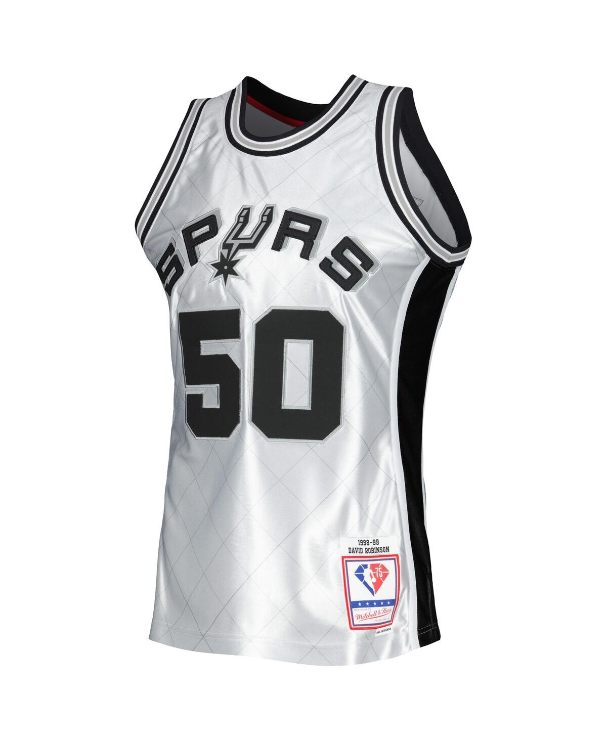 Men's Mitchell & Ness David RobinsonSan Antonio Spurs 1998-99 Hardwood Classics 75th Anniversary Swingman Jersey - Platinum