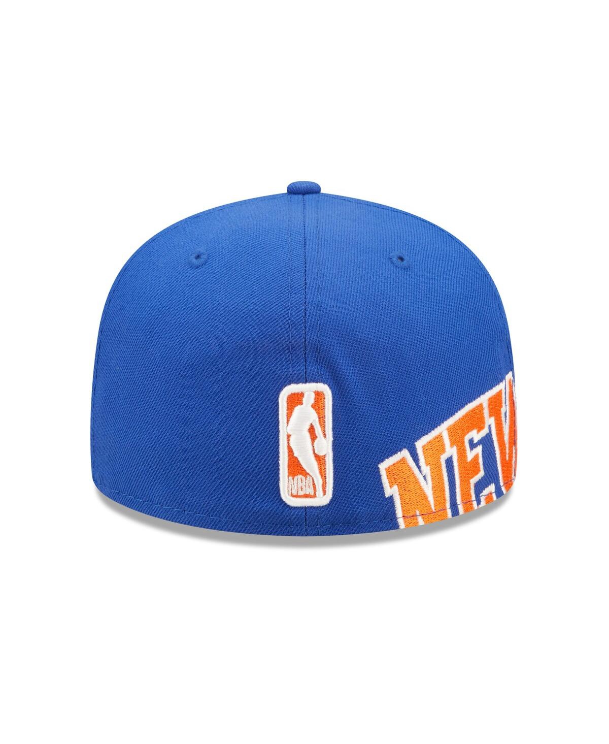 Shop New Era Men's  Blue New York Knicks Side Split 59fifty Fitted Hat