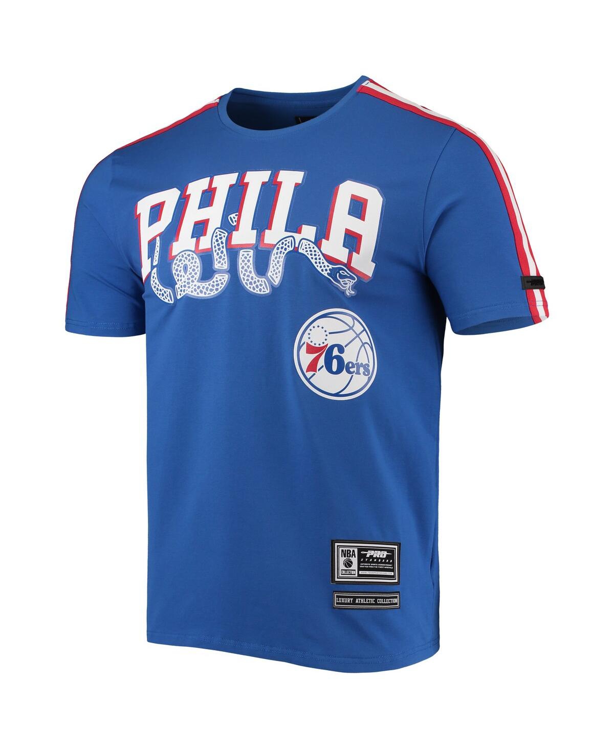 Pro Standard Men's  Royal, Red Philadelphia 76ers Mesh Capsule Taping T-shirt In Royal,red