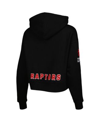 Women's Black Toronto Raptors Classic Fleece Cropped Pullover Hoodie