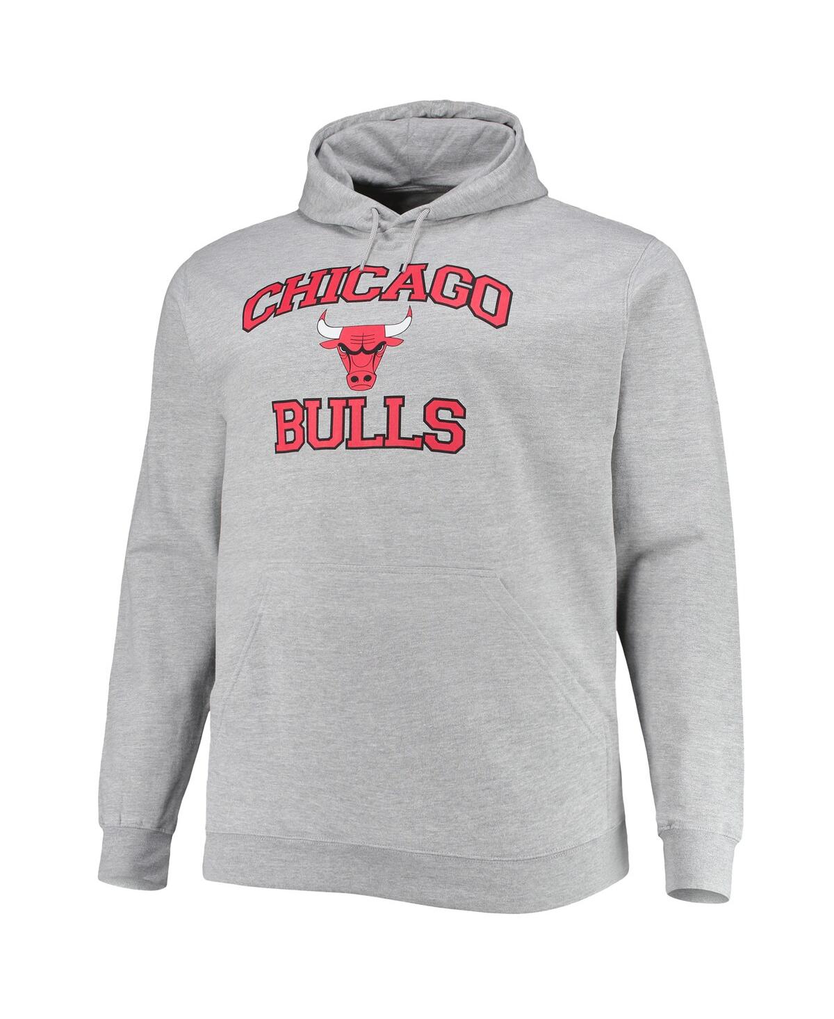 Shop Profile Men's Heathered Gray Chicago Bulls Big And Tall Heart And Soul Pullover Hoodie