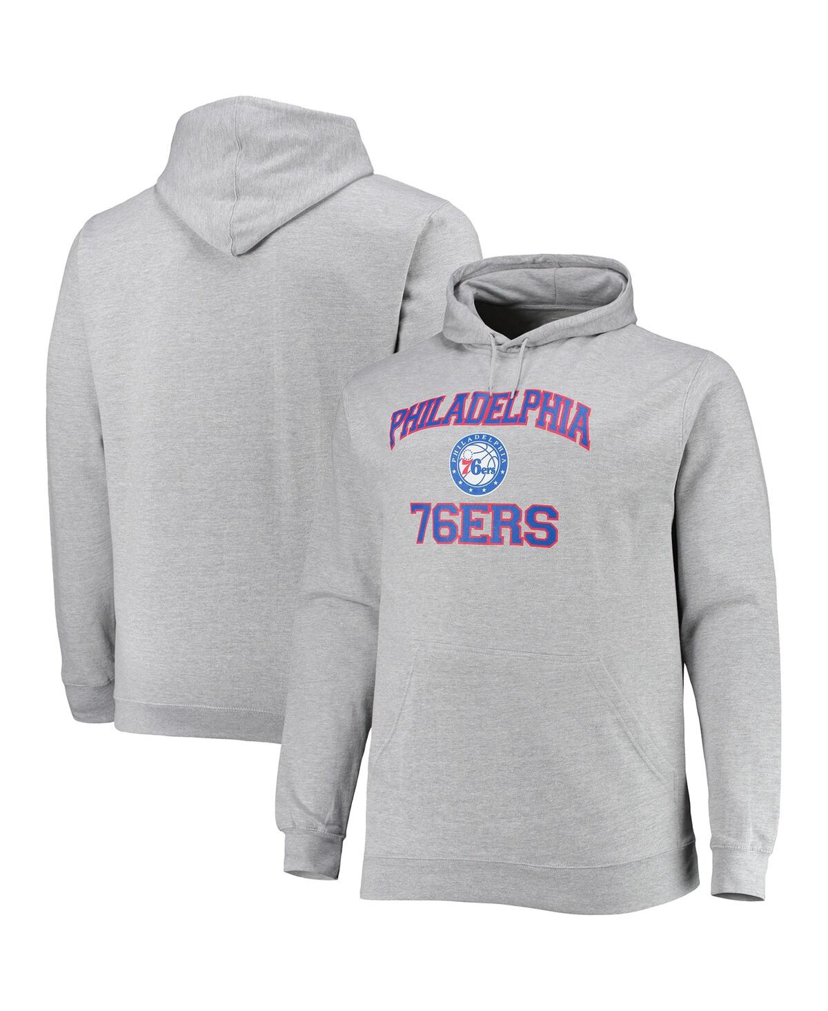 Shop Profile Men's Heathered Gray Philadelphia 76ers Big And Tall Heart And Soul Pullover Hoodie