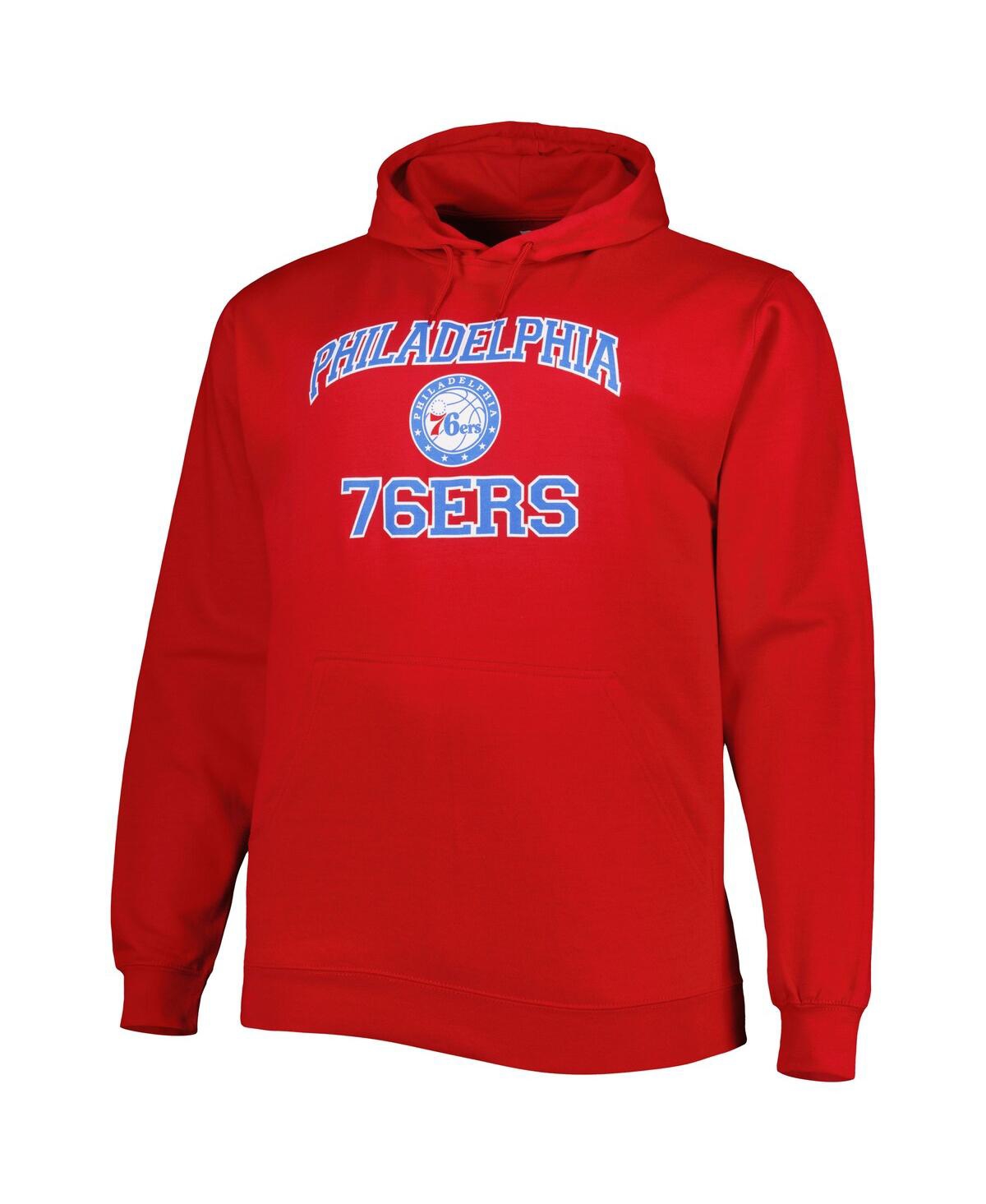 Profile Men's Red Philadelphia 76ers Big And Tall Heart And Soul Pullover Hoodie In Red
